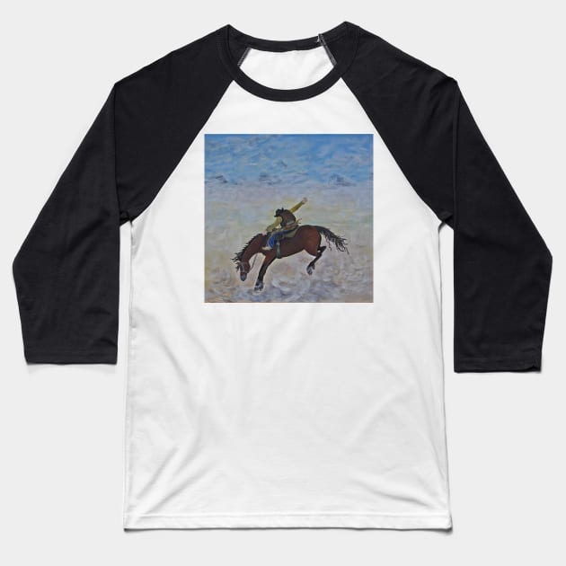 Painting Print, Inspired by Frederic Remington’s Art: Cowboy on Horse in Dessert Baseball T-Shirt by tamdevo1